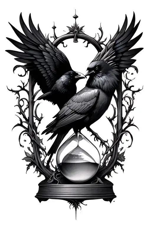 Hourglass And A Crow