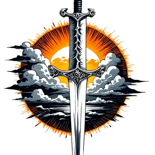 Sword And Clouds Sun Shining