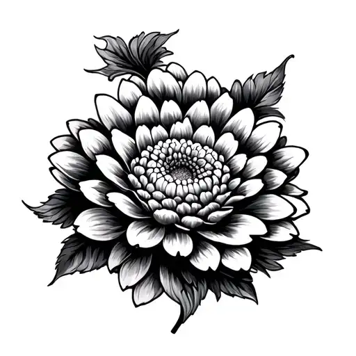 Chrysanthemum Flower With Loyalty Happiness Longevity Under It Black And White