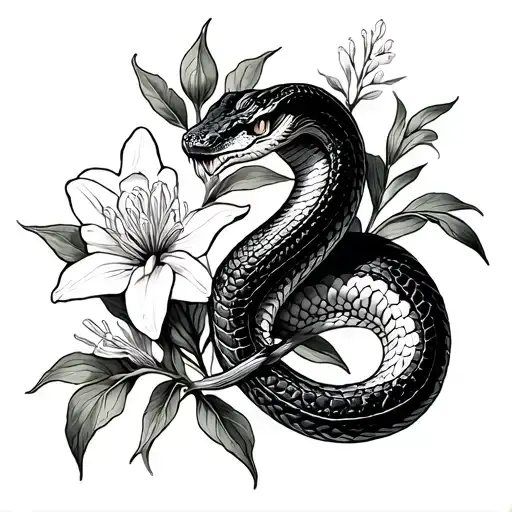 Viper Snake And Hyacinth Flowers