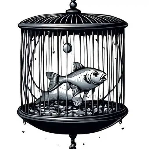 Bird Cage Blob Fish Inside Cute