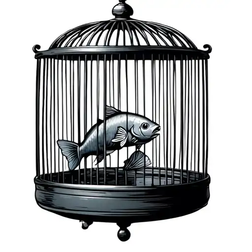 Bird Cage Blob Fish Inside Cute