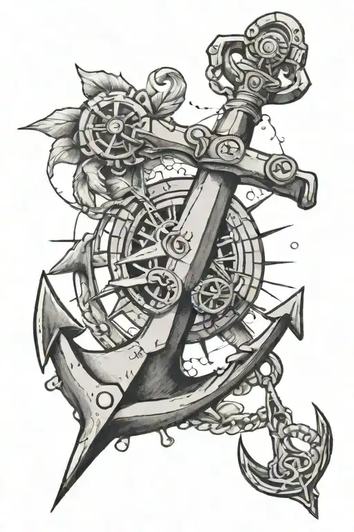 Anchor With Compass Rose