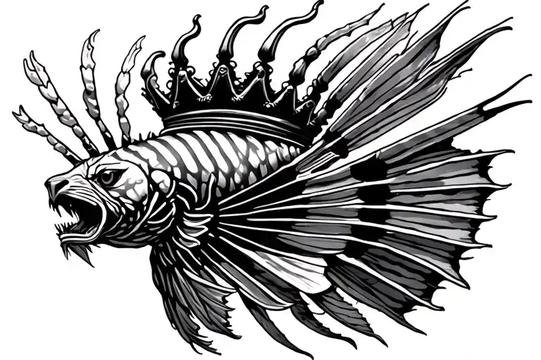 Forward Facing Lionfish With Crown