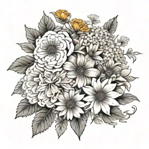 Jonquil Hydrangea Marigold Dandelion Bouquet