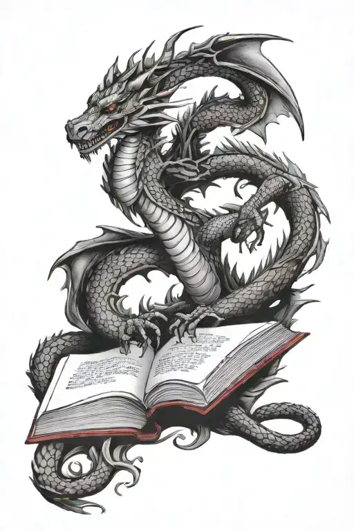Book Open And Dragon Intertwined