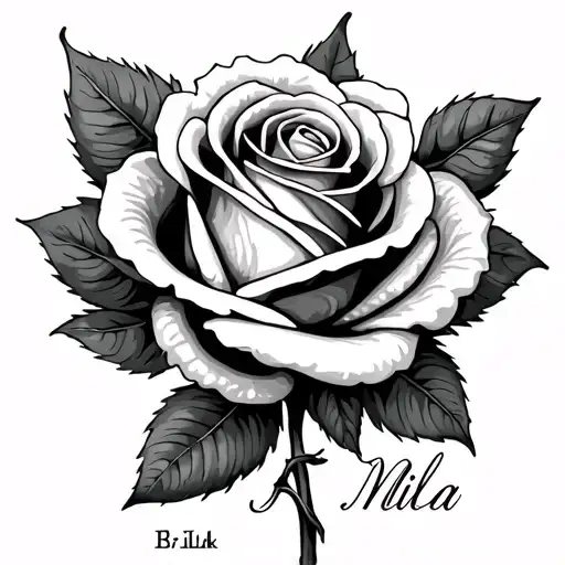 Rose With Name Mila And Date Incorporated