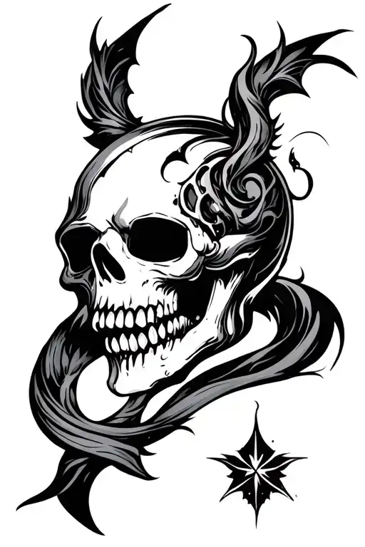 New School Cybersigilism Tattoo Mixed With Gothic And Emo Style