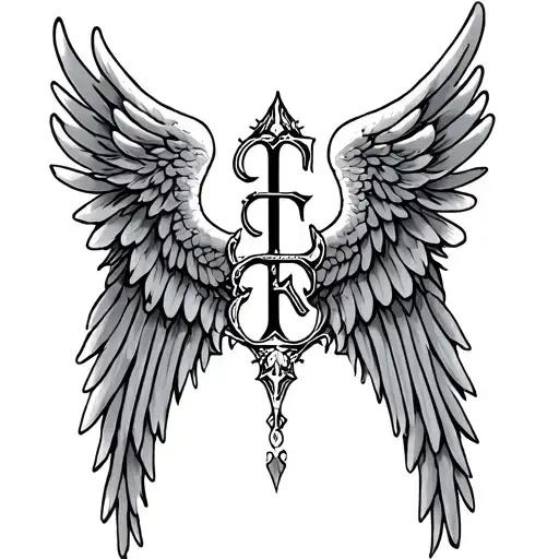 Angel Wings With Letter