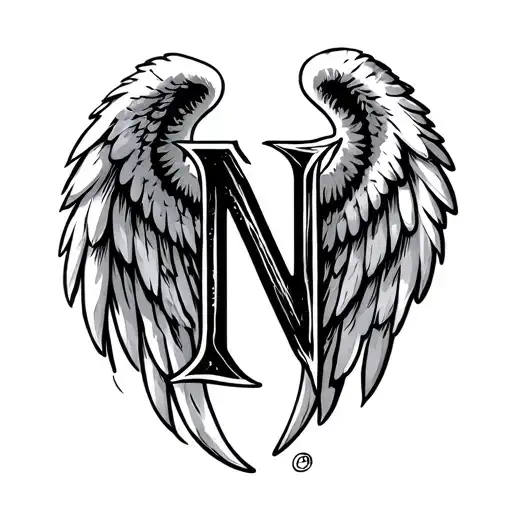 Angel Wings With Letter N Letter