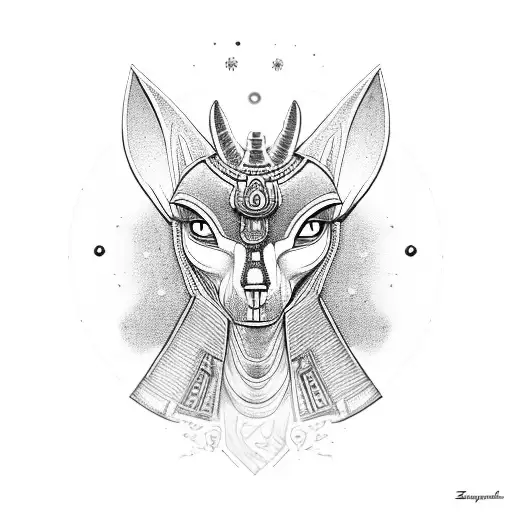 Anubis With 3Rd Eye And Galaxy