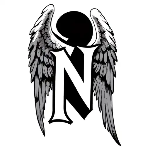 Angel Wings With Letter N Hidden