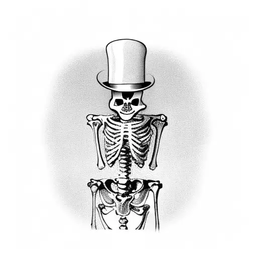 Full Skeleton Dancing And Wearing A Top Hat And Cane Made Of Bones