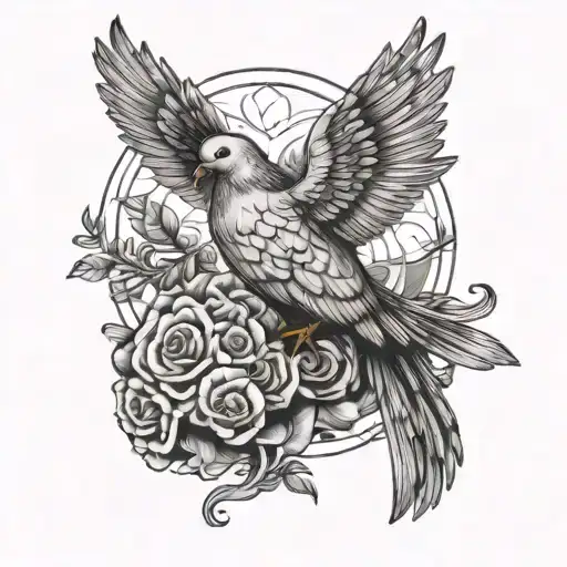 A Catholic Psychiatrist Symbolized By A Dove And A Brain In A Black-grey Style
