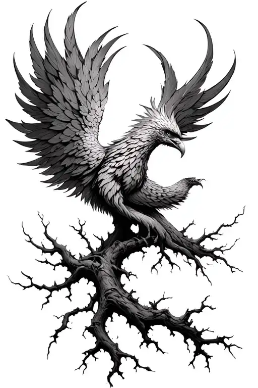 A Phoenix Or Tree With Broken & Mended Branches