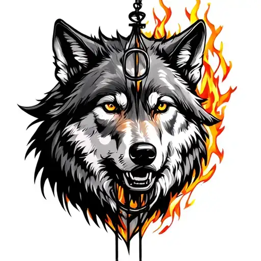 Wolf That Comes Out Of A Fire Cage
