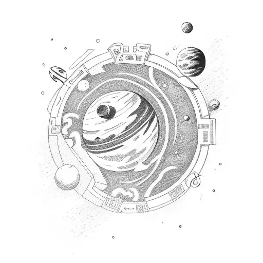 Space With Planets And A Spaceman