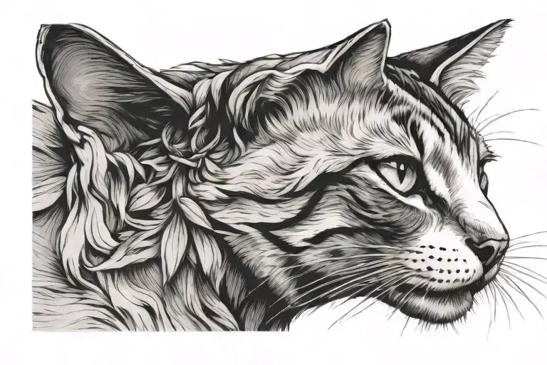 A Side Profile Cat Sketched Outline