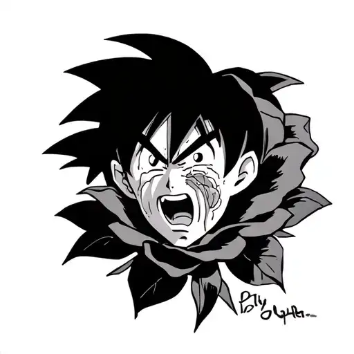 Goku Crying With A Rose