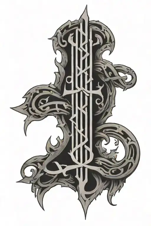 Nordic Runes Back Tattoo Design Featuring