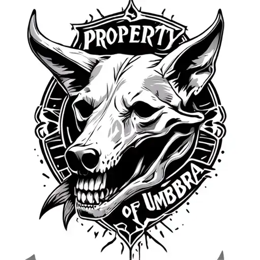A Hellhound Skull With The Text 'Property Of Umbra' Included