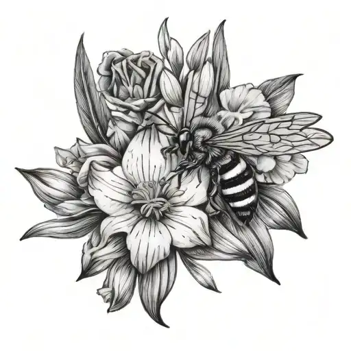 Rose Gladiolus Daisy Bee Flying