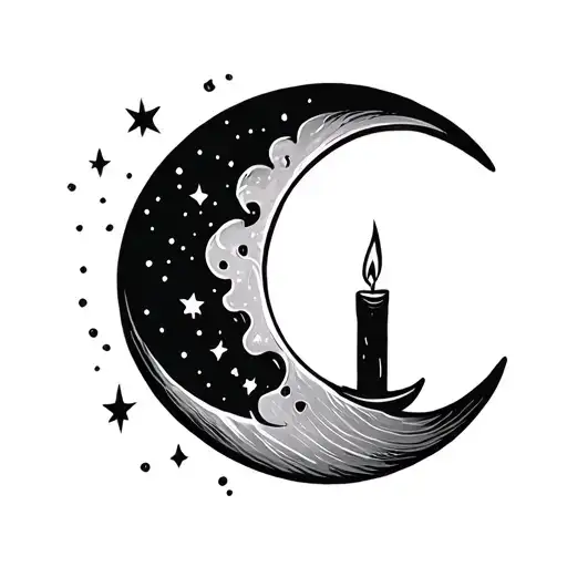 Simple Moon And Candle