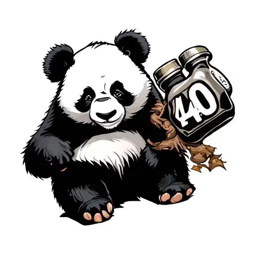 Graffiti Style Panda With A 40Oz In His Hand