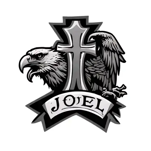 Nordic Cross With Name Joel And Army Eagle