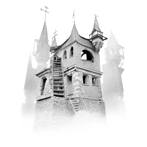 An Abandoned And Broken Down Medieval Guard Tower