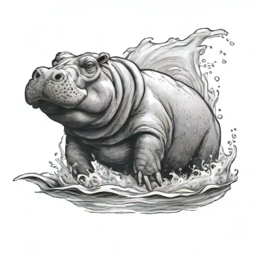 Hippo Jumping Out Of Water