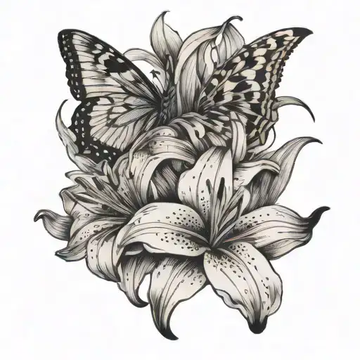 Lily Flower And Butterfly