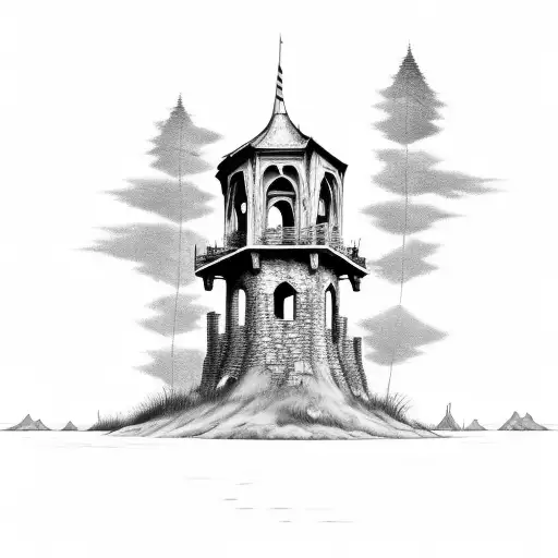 An Abandoned And Broken Down Tall Medieval Guard Tower