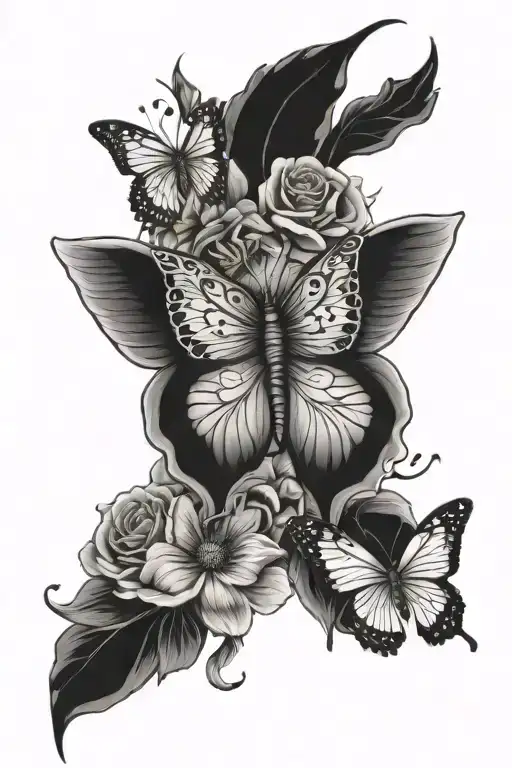 Elephant Butterfly Rose Intertwined