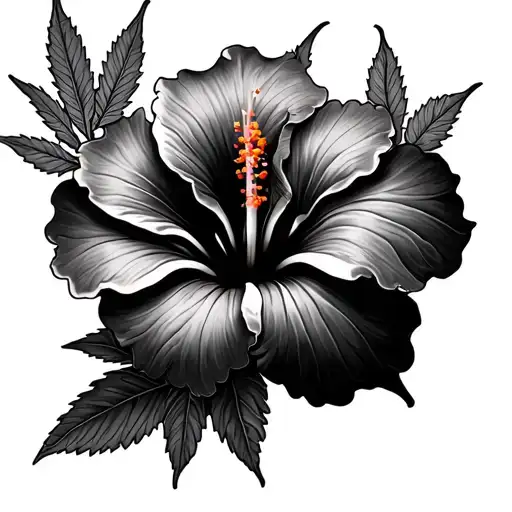 Smoking Hibiscus Flower With Weed Leaf