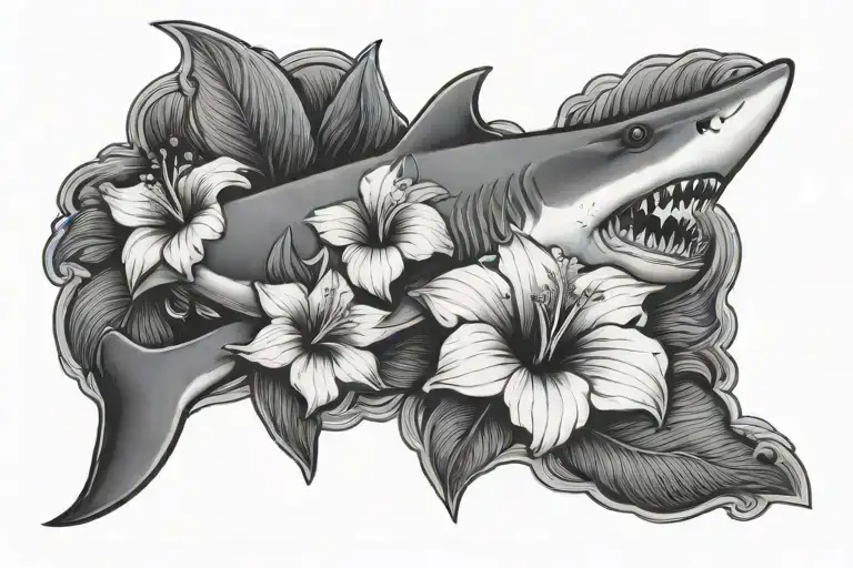 Shark With Hibiscus Flower