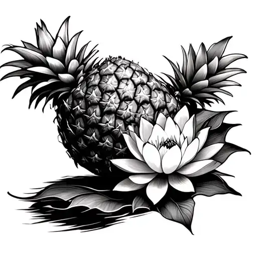 Pineapple Surrounded By Lotus