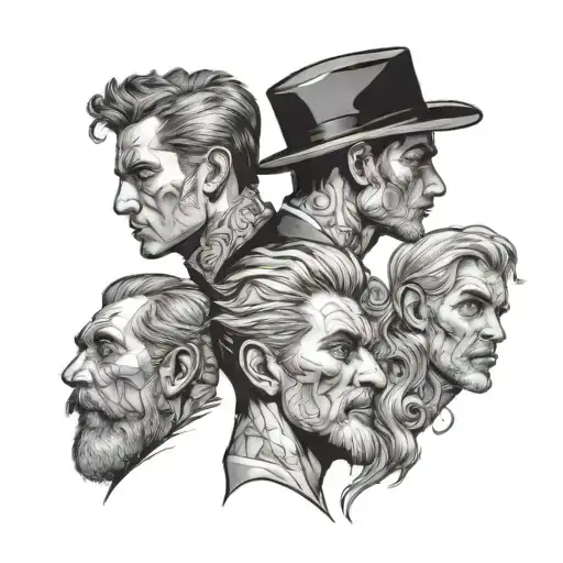 Man Looking In The Mirror And Seeing Three Different Faces