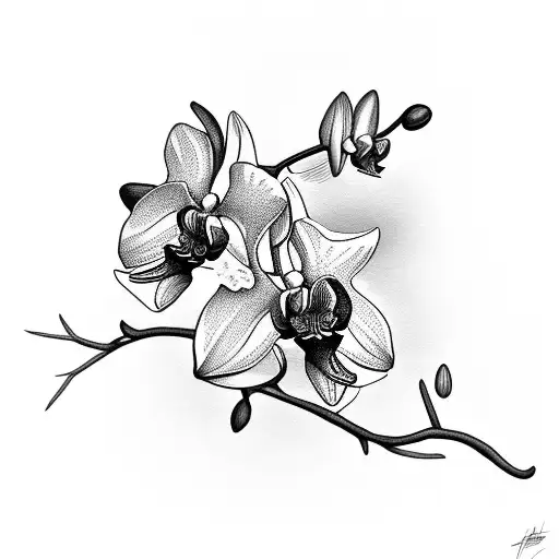 Orchid With Thorns And A Bird