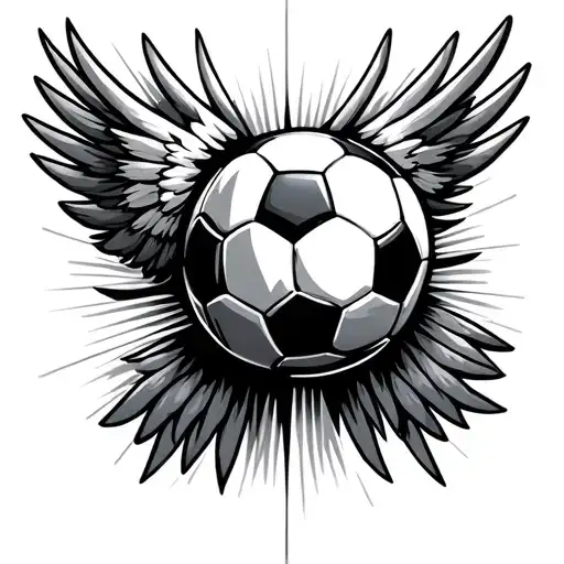 Soccer Ball Surrounded By Wings Spread
