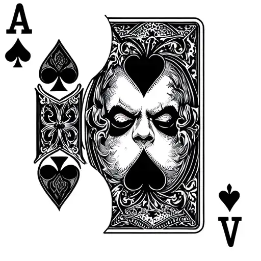 Old Ace Of Spades Playing Card With Joker Card