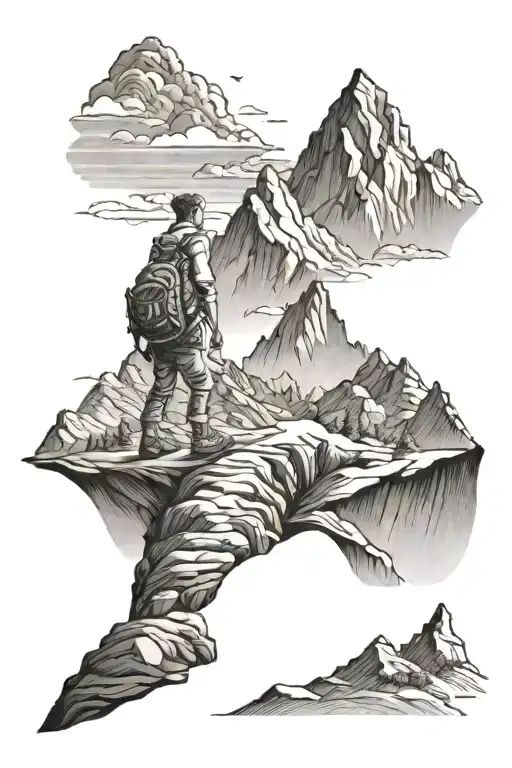 Someone Walking Up A Mountain Range