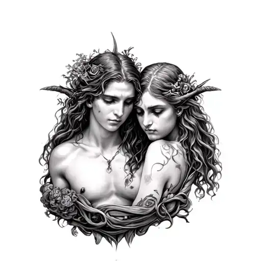 Adam And Eve With Evil Realistic
