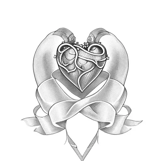 Heart With Crown And Ribbon