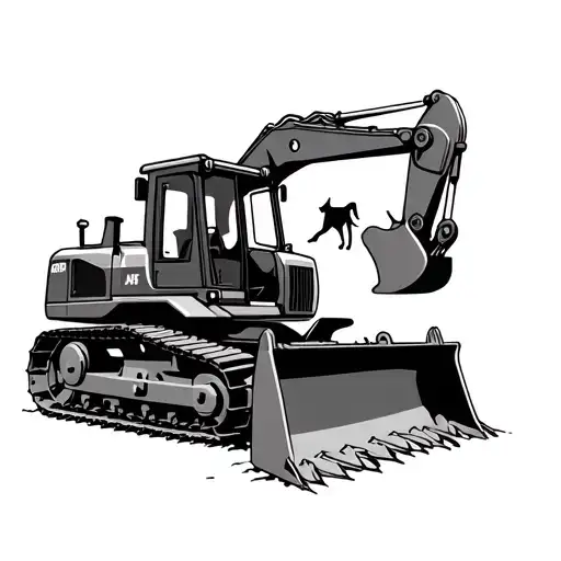Construction Dozer With Dog