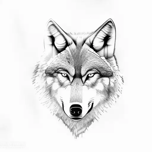 Head Of A Wolf With Blue Eyes And A Forest In The Backround