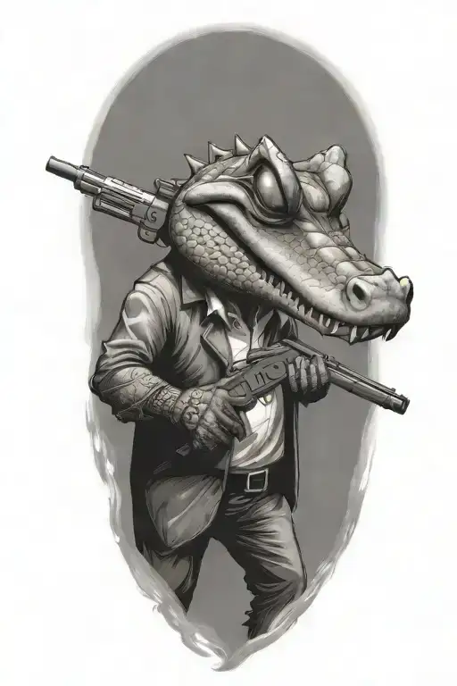 An Alligator With A Gun