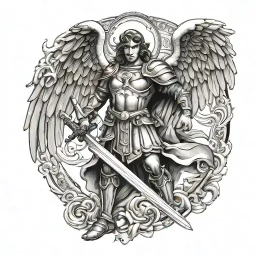 Saint Michael Arch Angel Holding A Sword