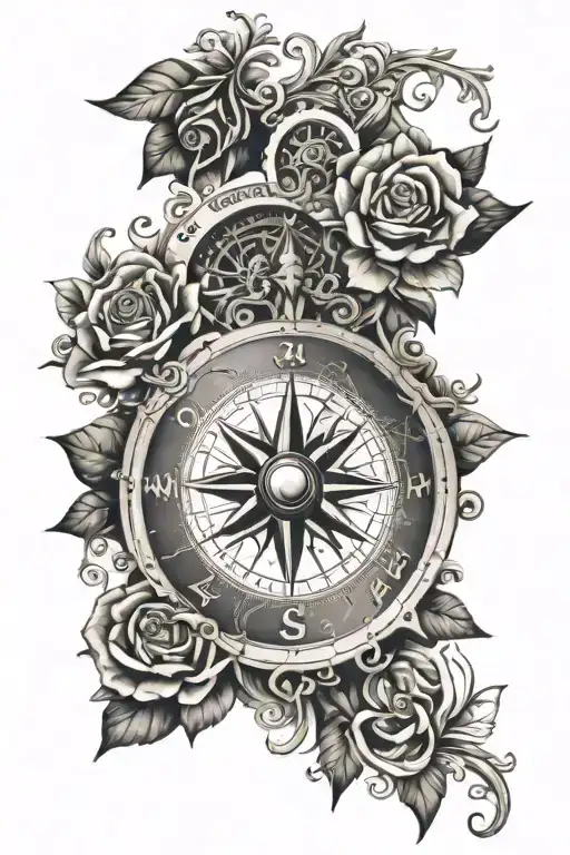 Vintage Compass Rose With Intricate Details