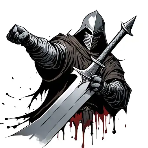Bleeding Knight Hand Holding Sword